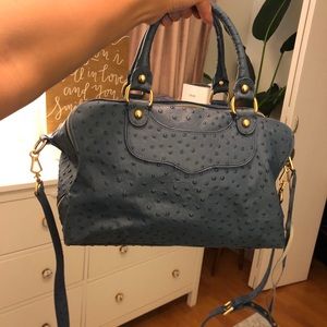 Rebecca Minkoff tote bag in blue ostrich leather